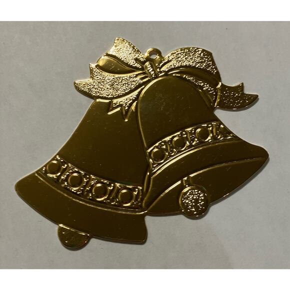 Gold Brass Double Bell Christmas Tree Ornament Gloria Duchin - Picture 3 of 6